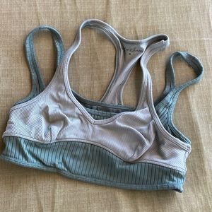 For Love And Lemons Romy Olive Ribbed Sports Bra